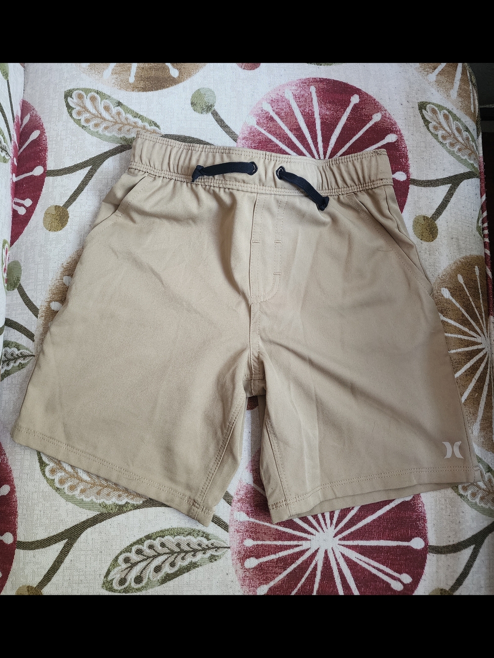 Hurley Boy's Khaki Elastic Waist Drawstring Shorts